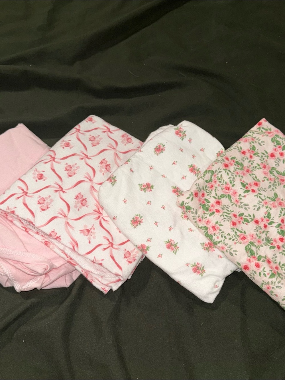 DC Girls Pink and White Floral Cotton bibs cloths - 4 Pack